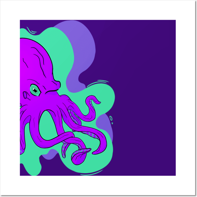 Octopus (8 tentacles and 3 hearts) Wall Art by TeeDraw